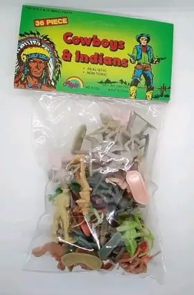Agglo 042796910514 Vtg. Cowboys And Indians 36 Piece Set #9105 Muted Colors - Mib
