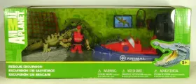 09001 Animal Planet Rescue Excursion Playset Crocodile Air Boat Rare Retired Ii