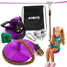 B0d7m13rt6 Aobote Zipline Kit For Kids And Adults - 56ft Stainless Steel Pulley Slackline