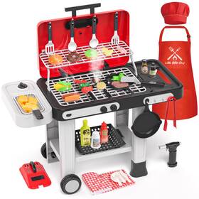Aojieni B0fkbp982s 86pcs Kids Play Kitchen Toys Grill Playset Smoke Sound Light