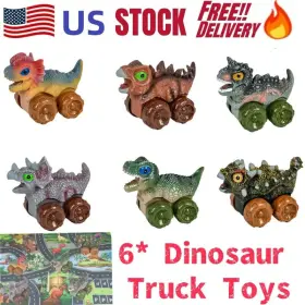 A40387o0910 Aromei Dinosaur Truck Toys With Playmat 7in1 Dino Toy Car Ideal Gift For Baby Kids