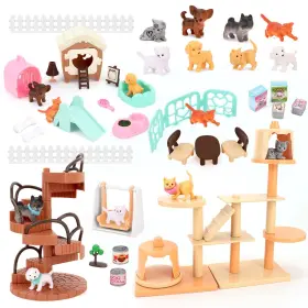 B0css3zty1 Bananmelonbm 67 Pcs Cat And Dog Pet Figurine Playset Pretend Play Toy For Kids