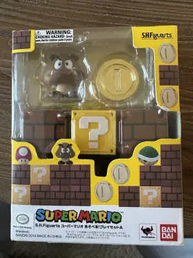 2221682 Bandai S.h.figuarts Super Mario Goomba Playset A Coin Block Brick Stand 2014