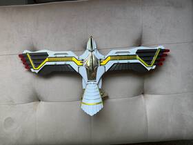 Bandai 3882706 Vintage 1995 Plastic Bird Spaceship Vehicle Toy White/gold/black/red