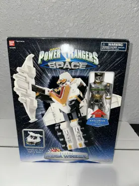 63270 Bandai Power Rangers In Space Deluxe Mega Winger With Silver Ranger Transforming