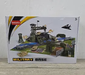 P881-a Beebeerun 34 Pieces Military Base Set - Army Airforce Men Playset With Vehicles