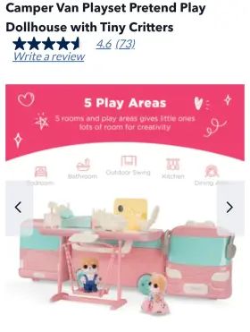 152042 Best Choice Products Camper Van Playset Pretend Play Dollhouse With Critters And Accessories