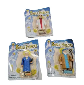 Bible Heroes 783918180032 Set Of 3 Jesus Noah And Moses 4 Inch Action Figures With Play Mat New