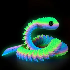 B0fnvsq5mb Binvin 3d Printed Rainbow Luminous Snake Toy Articulated Viper 29in