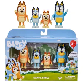 B083xncrs3 Bluey Family 4-figure Pack Bingo Chilli Bandit - Poseable Character To
