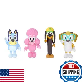 B084ntdw9y Bluey And Friends 4-pack Poseable Figures - 2.5-3 Inch Tall Authentic Colors