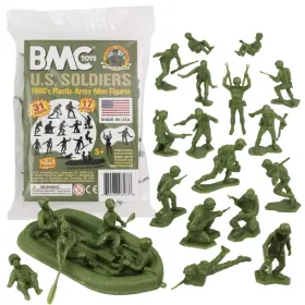 B07p6fgkgh Bmc Toys Marx Plastic Army Men Us Soldiers - Od Green 31pc Ww2 Figures Made In Usa