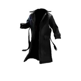 Boswon Xm33428 1/12 Scale Sodier Wired Black Faux Leather Trench Coat Medium