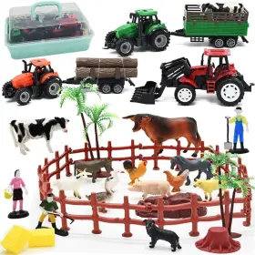 Lx-nckc-39 Brand Wodmaz Farm Animals Figures Playset 40 Pcs Toy Tractor With Plastic