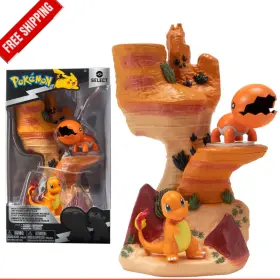 Pkw2772 Branded Pok Mon Desert Rocks - 6 Inch Multi-level Display Set With Two 2 Battle Figures