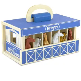 B08m6frnqd Breyer Farms Wooden Stable Playset With 6 Stablemate Horses Piece Set