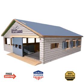 Breyer B0cr81fr24 Farms Deluxe Arena Stable Playset 24-piece Set With 2 Stablemates Horses