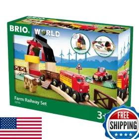 B006iocpi2 Brio World Farm Railway Set - 20-piece Fsc Wood Train And Accessories Age 3