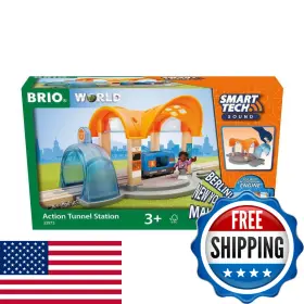 B0876tvfgh Brio 33973 Smart Tech Sound Action Tunnel Station Wooden Toy Train Set For Kids