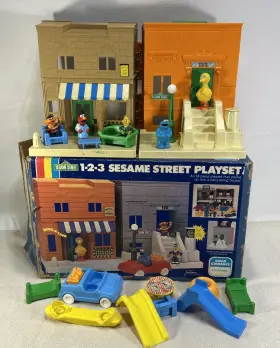 Cbs Toys Muffets 026262545509 Vtg Mr. Hoopers Store 123 1984 Sesame Street Playset With Box And Figures Read