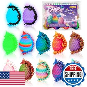 Cholic B0fjd9vxjy 12pcs 3d Printed Dragon Eggs With Inside Mini Dinosaur Artic