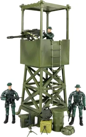 Cnp1325 Click N Play Nft Military Lookout Watch Tower 16 Piece 1/18 Inch Playset Accessories