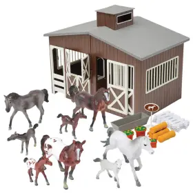 B009m6hkqu Constructive Playthings Deluxe Toy Horse Stable Playset 8 Toys And