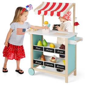 Costzon B0bgq5r4gj Kids Pretend Play Grocery Store Wooden Ice Cream Cart Toy Set For