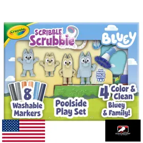 B0dtb12rcd Crayola Scribble Scrubbies Bluey Poolside Playset 4ct Washable Toy Set