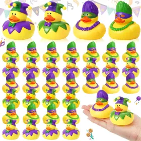 B0cjv4fy79 Deekin 24 Mardi Gras Rubber Ducks 2 Inch Bulk Throws Party Favors Floater Toys