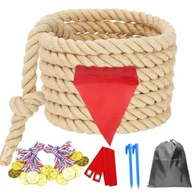 B0dyvpzlf7 Dhxgon 40ft Tug Of War Rope - Kids And Adults Outdoor Games Soft Cotton Durable