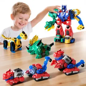 B0fqj4xxpl Dimoarch Magnetic Dinosaur Transforming Robot Toys 6-in-1 Dino Construction Tru