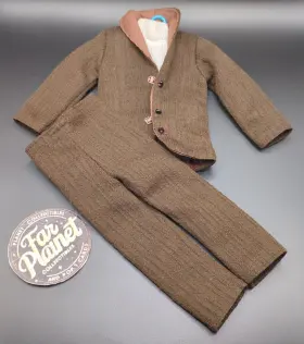 Jgb010 Dml 1/6 Scale Brown Suit And Cream Turtle Neck - For 12 Inch Figure Soft Goods