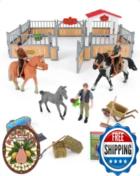 B0crky97k8 Dudumo Horse Stable Playset Gifts For Girls And Boys With 3 Horses 2