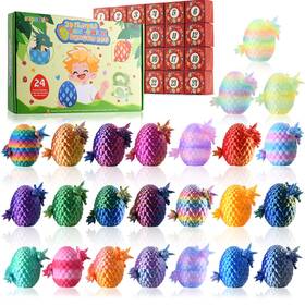 Eimoney B0fh7jfnm3 Easter Advent Calendar 24pcs 3d Printed Dragon Eggs With Inside Movable D