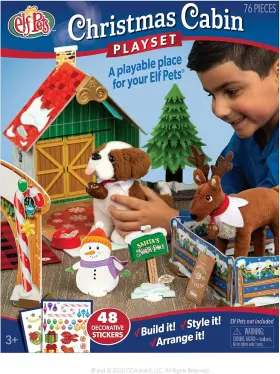 Elf Pets 814854012962 Christmas Cabin Playset 76 Pieces Distressed Pkg