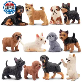 B0c6t7mypt Eyscota 12pcs Realistic Dog Figurines Set - Hand Painted Plastic Puppy Toys