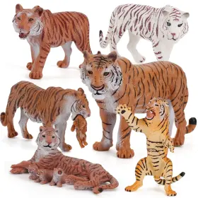 Zq210716mx Fantarea 6 Pcs Realistic Wildlife Animal Figures Tiger Model Figurines Party Favors Ca