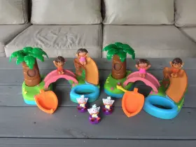 B8080 Fisher-price Dora The Explorer Floating Island Bath Time Adventure Complete Bonus Set Twins