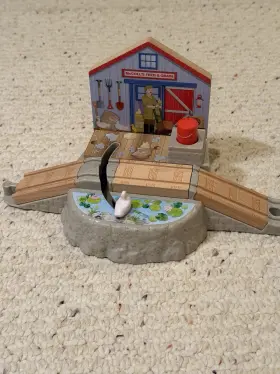 Dfw91 Fisher-price Duck Pond Crossing Thomas And Friends Wooden Railway Complete With Sign