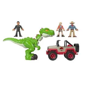 Hmf00 Fisher-price T. Rex Dinosaur Toy Set With Dr. Sattler Grant And Ian Malcolm 5 Pieces