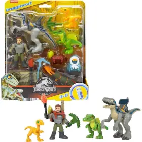 Hnd46 Fisher-price Owen Grady And Blue Track Trail Dino Pack 12-piece Dinosaur Toys