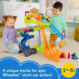 Jdd72 Fisher-price Little People Hot Wheels Spiral Stunt Speedway Race Track Playset With 2 Toy Cars