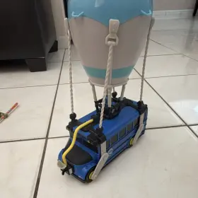Wk07920 Fortnite Battle Bus Collectors Edition Playset Blue Vehicle With Balloon