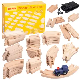 B0d66yz4jf Giravo Wooden Train Track Set 53pc Expansion Pack - Compatible With M&d Brio Thomas