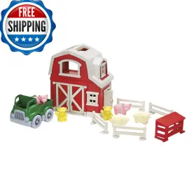B01d078q9g Green Toys Farm Playset - 13 Piece Pretend Play Motor Skills Language