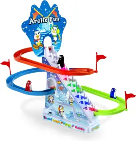 B01m4jpvf1 Haktoys Arctic Fun Penguin Slide Toy Set Playful Stair Climbing Penguins With Sliding T