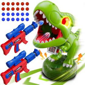 Hanroni B0fsysmxp3 Realistic Dinosaur Moveable Shooting Toys 2 Pack Launchers With Aiming Roaring
