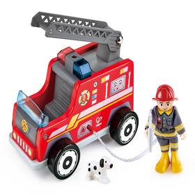 Hape B07b5115kh Fire Truck Playset Wooden Engine Toy Action Figure Rescue Dog