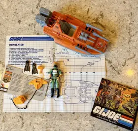 174086 Hasbro G.i. Joe 1986 Devilfish Vehicle Wet-suit Figure Accessories Original